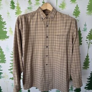 Plugg Men's Beige Checkered Button Down Shirt